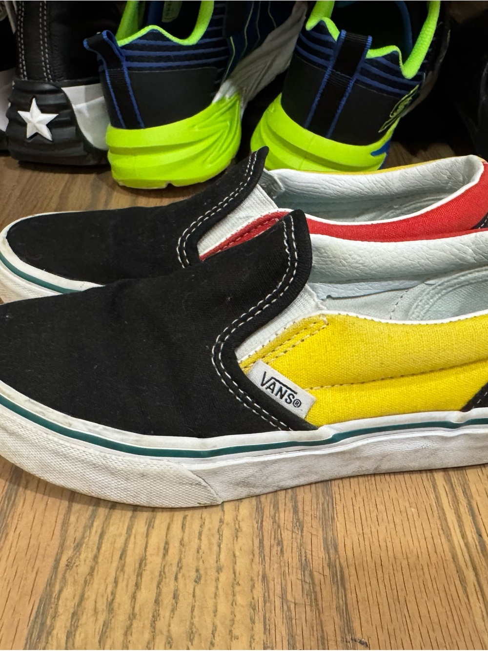 Vans Kids Slip-On Colorblock Sneakers - Black/Yellow/Red